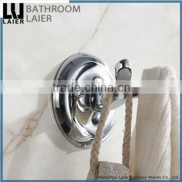 Luxury Bathroom Design Zinc Alloy Chrome Finishing Bathroom Accessories Wall Mounted Double Robe Hook photo-2