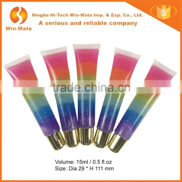 Hot!!! 6 Rainbow Color With Hose Sparkle And Shine Long Lasting Lip Gloss photo-2