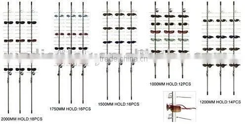 Eyeglasses Display Rods;sunglasses Display Bars;wall Mounted Eyewear Display Poles