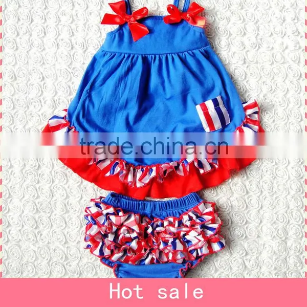 High Quality 4th of July Girls Boutique Sets ,beautiful Frocks Baby Cotton Frocks , Kids Beabutiful Outfits Wholesale photo-2
