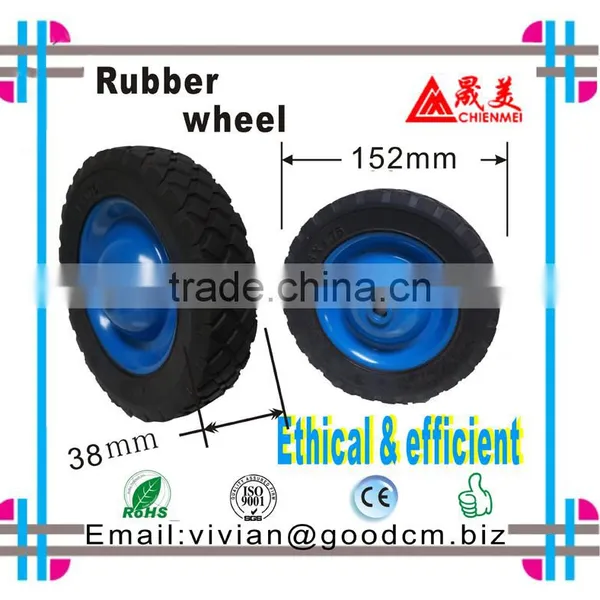 Steel Wheel /Roue en Metal/ Ruled Rubber Lawnmower Lawn Push Mower Wheel 6+ Inch Diameter photo-2