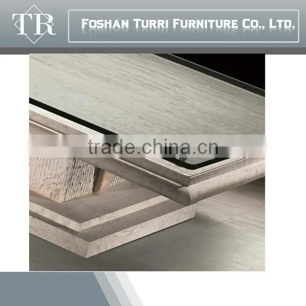 Modern Glass Top White Marble Travertine Coffee Table for Home Used photo-2