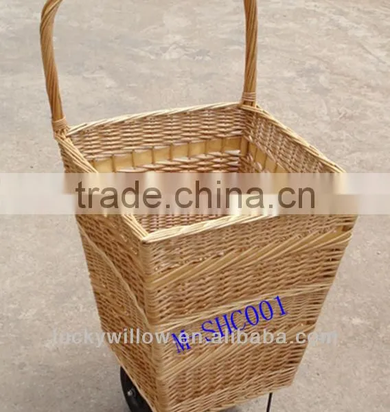 Handmade Wheeled Wicker Shopping Trolley & Wicker Shopping Cart