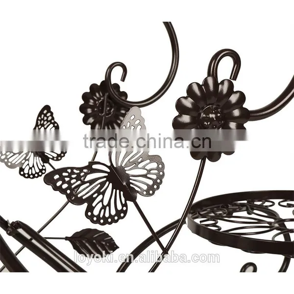 Handicraft Garden Decor Plant Pot Display Retro 3-tier Classic Flower Stand With Modern "S" Design Iron Plant Pot Trays photo-4