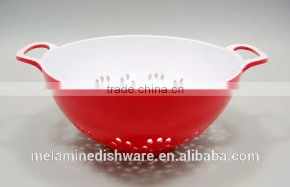 Red Melamine Kitchenware/fruit Vegetable Colander With Two Handle photo-3