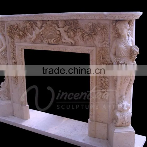 Modern Home Decoration Use Hand Carved Natural Marble Fireplace Mantels photo-4