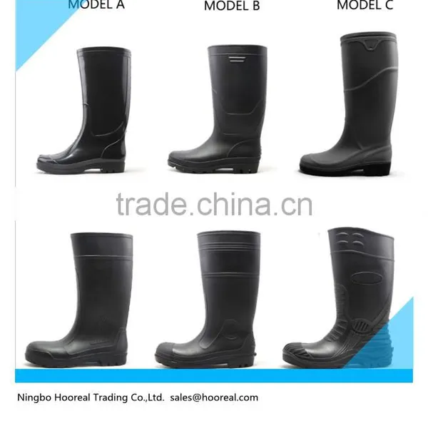 SZ 5 6 TO 12 13 14 PVC Safety With Steel Toes Men's 16" Black Rubber Rain Boots Work & Safety Shoes Acidproof Alkaliproof Plain photo-2