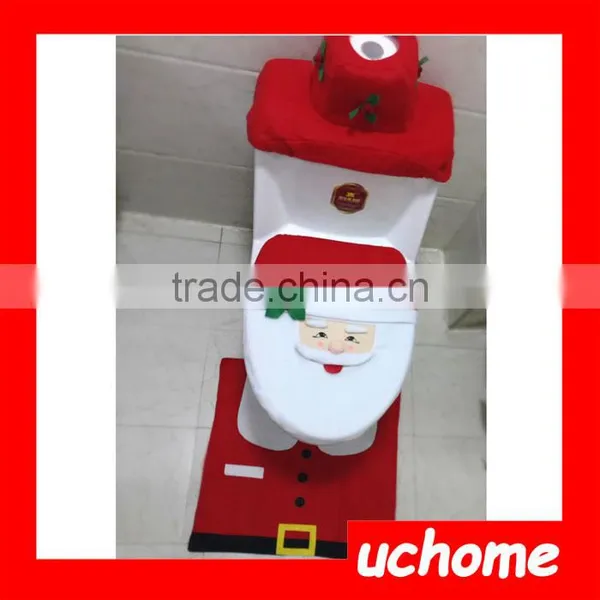 UCHOME Christmas Happy Santa Toilet Seat Cover and Rug Set Made in China photo-3