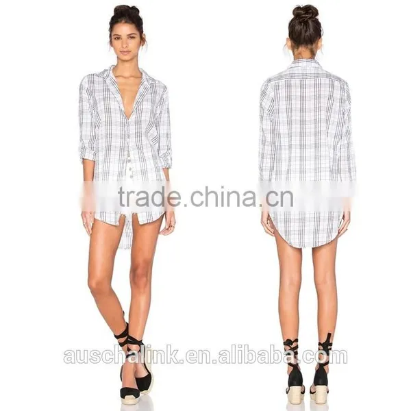 Custom Women Western Plaid Oversized Shirts Wholesale OEM Service photo-6