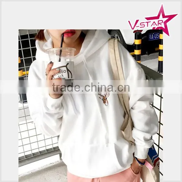 White Color Fleece Hoody Custom Sweatshirt Unisex Hoody