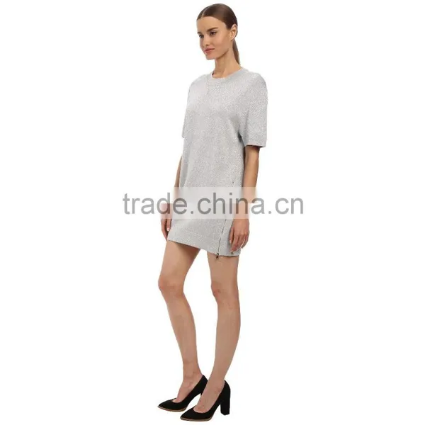 Lastest Short Silver Evening Dress Round Neck Dress Pattern photo-3