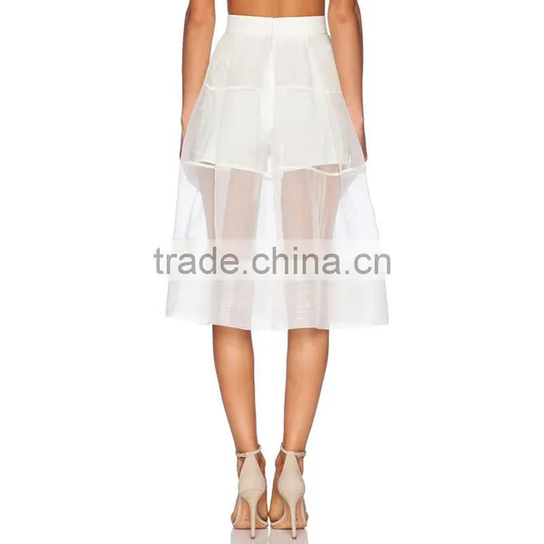 MGOO Top Sale Skirt Factory Sexy Transparent Skirts For Women White Organza High Waist Skirts 15145A253 photo-3