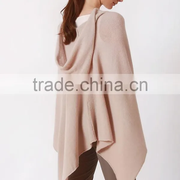 Pink Hooded Cashmere Knitted Shawl Poncho 2016 photo-3