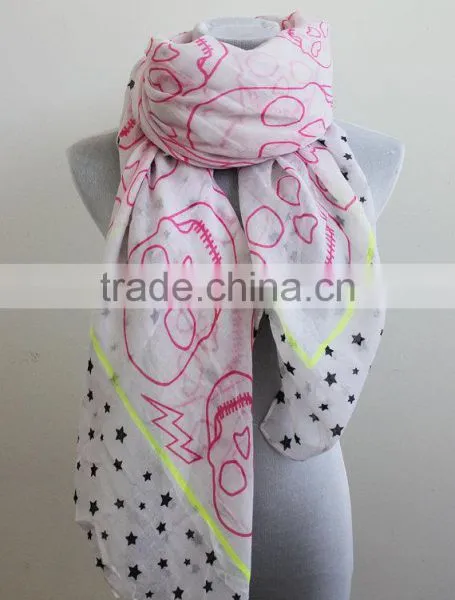 Skull Infinity Scarf Pink Skull With Star Scarf Square Skull Scarf Christmas Gift Woman Scarf Woman Accessory Halloween Scarf Sh photo-5