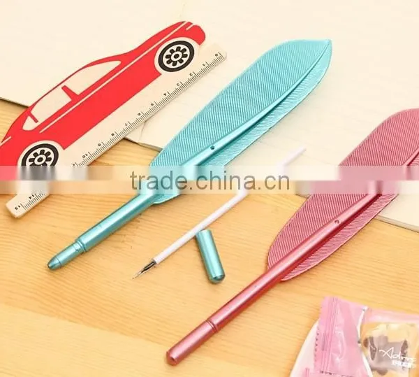 0.5mm Black Pen Feather Shape Ballpoint Pen Plastice Office Stationery Pen photo-4