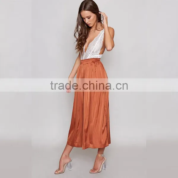 Newest Spring Summer Satin Wide Leg Floaty Pants for Women photo-3