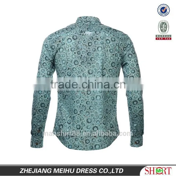 2017 Latest Fashion Wooden Button Printed Tuxedo Shirt photo-2