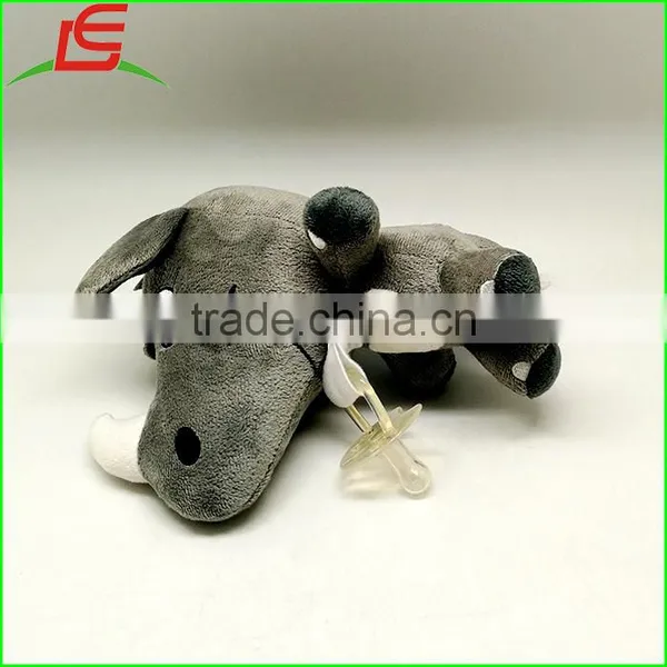 Custom Stuffing Plush Cute Rhinoceros Baby Pacifier Clip photo-4