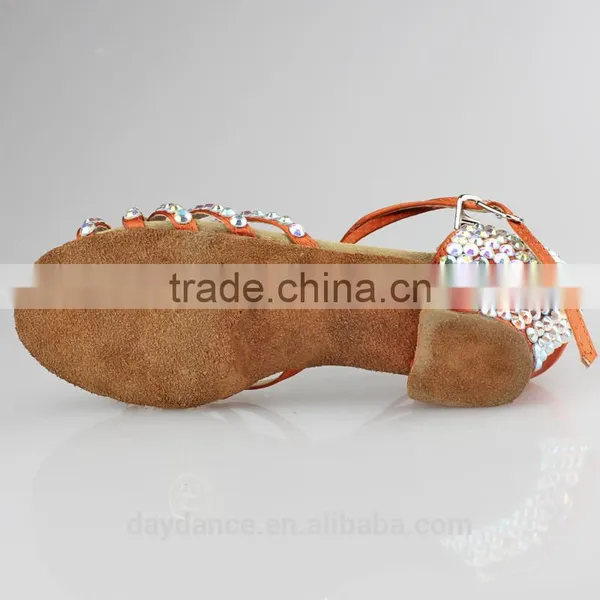 Children Kid Rhinestone Low Heel Modern Shoes Girls Diamond Ballroom Latin Dance Shoes photo-2