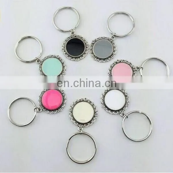 Enamel Disc Keychain for Monogram Antique Silver With Rhodium Disc Keychain