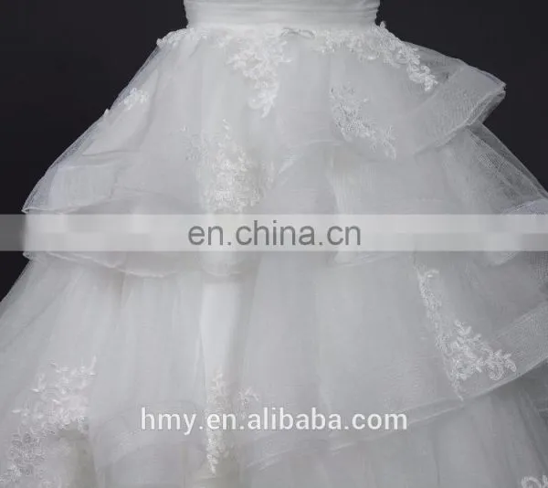 High-end Customize White Illusion Neckline Applique Wedding Dress Designers photo-5