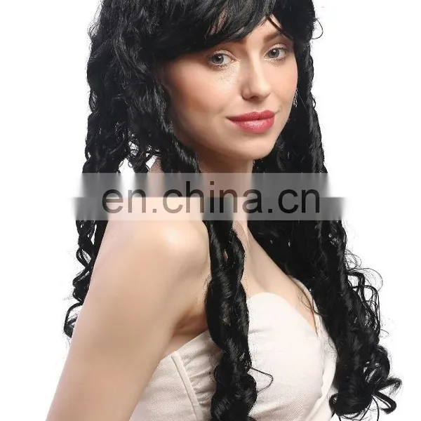 Halloween Party Long Black Lady Wig P-W197 photo-6