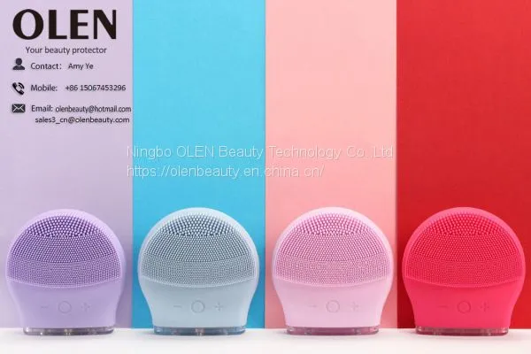 2020 Exfoliators Sonic Silicone Facial Cleansing Brush Silicone Face Mask Cleaning Brush OLEN 2020 Waterproof Sonic Face Cleansing Washing Machine Massage Brush Electric Silicone Facial Cleanser Brush photo-5