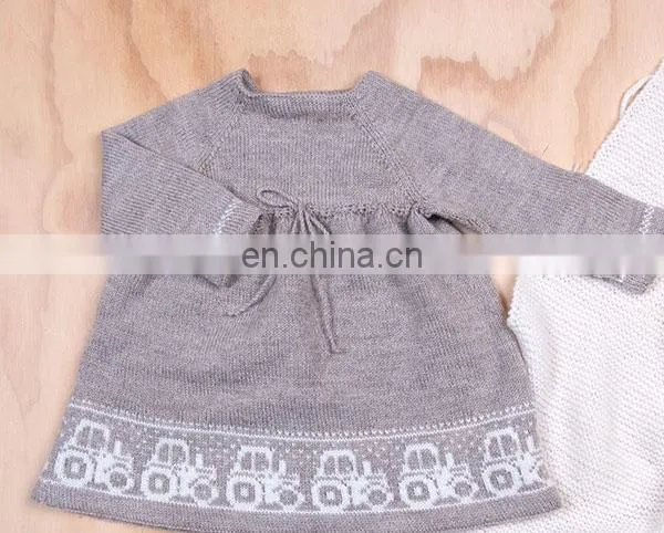 Long Sleeve Popular Design Red Knitted Dress Baby Girls Kids for Warm Winter photo-4