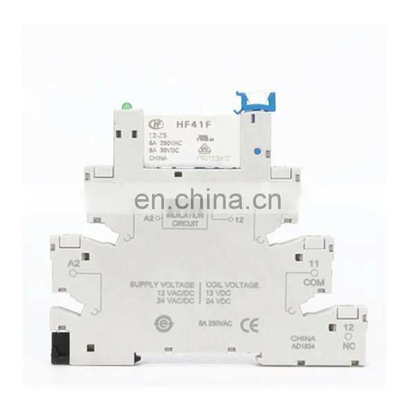 DIN RAIL HF41F 12V 24V Integrated PCB Mount Power Relay With Relay Holder Voltage Contact Relay Module Set photo-2