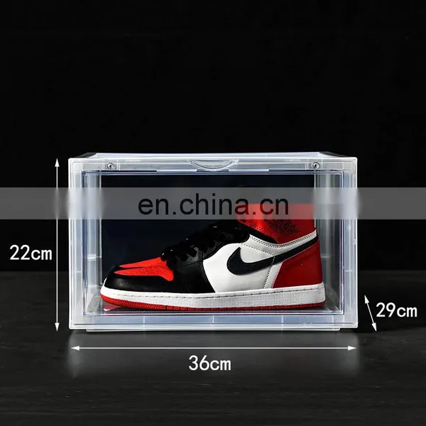 Rectangle DIY Stacking Foldable Tidy Display Shoe Container Transparent Portable Drop Front Organizer Plastic Shoe Box photo-4