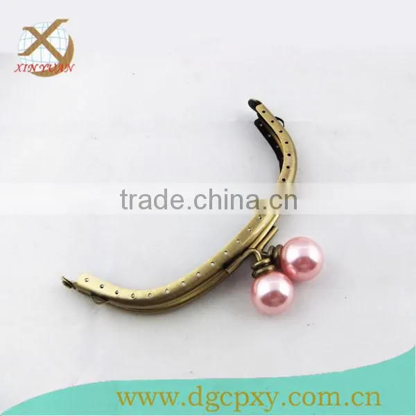 ChInese Manufacturer Antique Brass DIY Sewing Coin Purse Frames Pink Beads Kiss Clasp photo-3