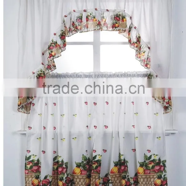 HOT SELLING FASHION STYLE CHEAP PRICE FACTROY MICROFIBER PRINTING KITCHEN CURTAIN SET photo-2