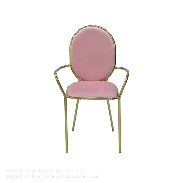 Round Backrest Iron Leg Velvet Armchair DC-H01