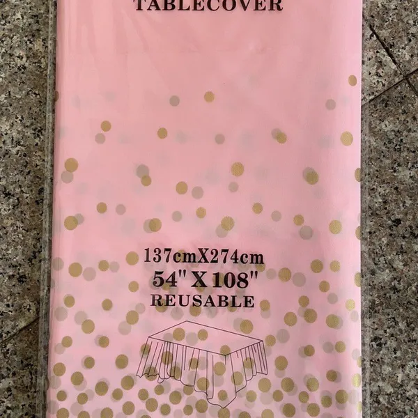 Custom Rose Gold Dot Tablecloths - Disposable & Waterproof for Baby Showers & Weddings photo-5
