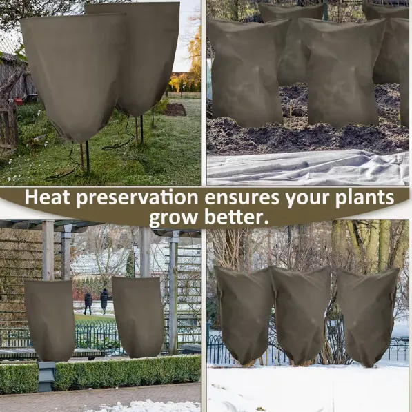 Non Woven Frost Protection Cover With Drawstring for Winter Plant Protection photo-4