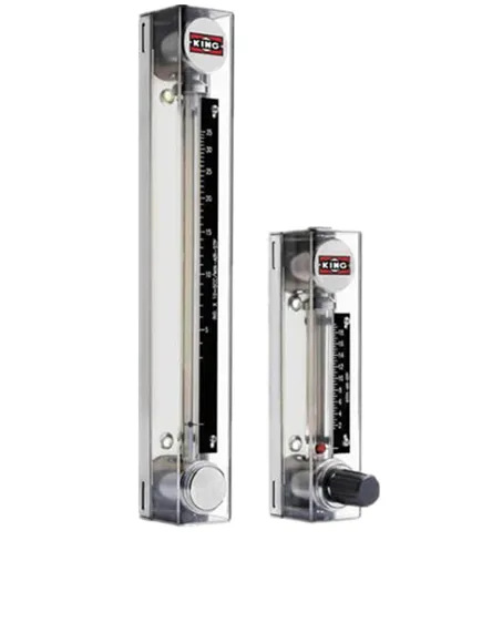 KING 7430 Glass Tube Flow Meter 65 and 150 mm Scales All SS Frame Horizontal Connection Optional Valve Induction Ring Sensor