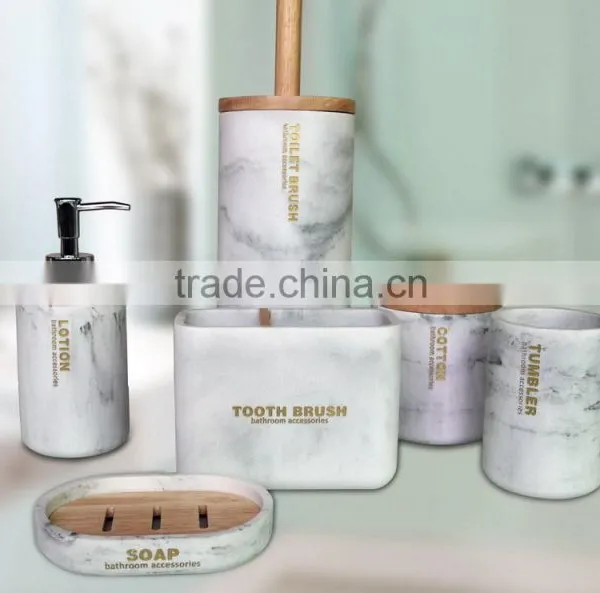 White Marble Polyresin Bathroom Set