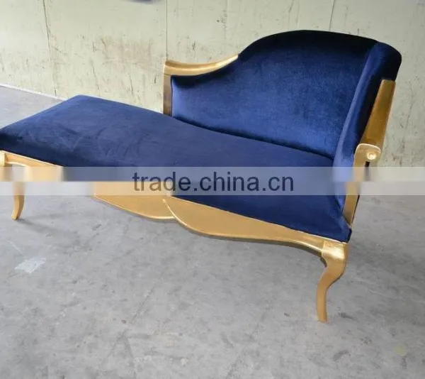 Royalblue Velvet Gold Frame Lounge Chaise XY2869A photo-2