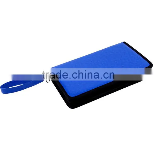 Blue New Arrival Folding Small Leather Tool Bag Pouch With Zipper photo-3