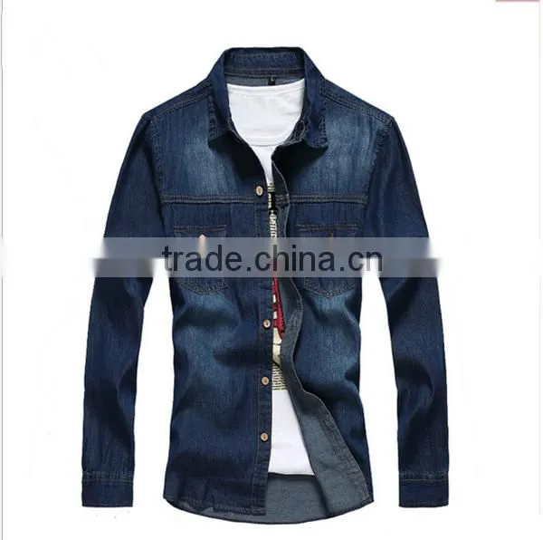 OEM Denim Shirt Dress Men Cheap Jean Shirt Wholesale photo-5