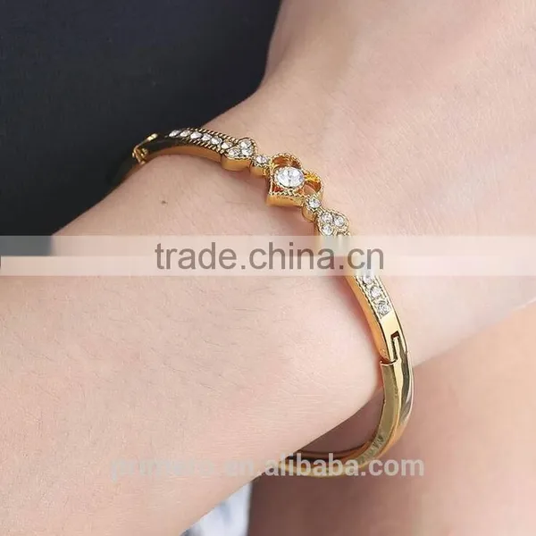 Hot Sale New Fashion Crystal Gold Plated Bracelet Heart-shaped Bangle photo-2