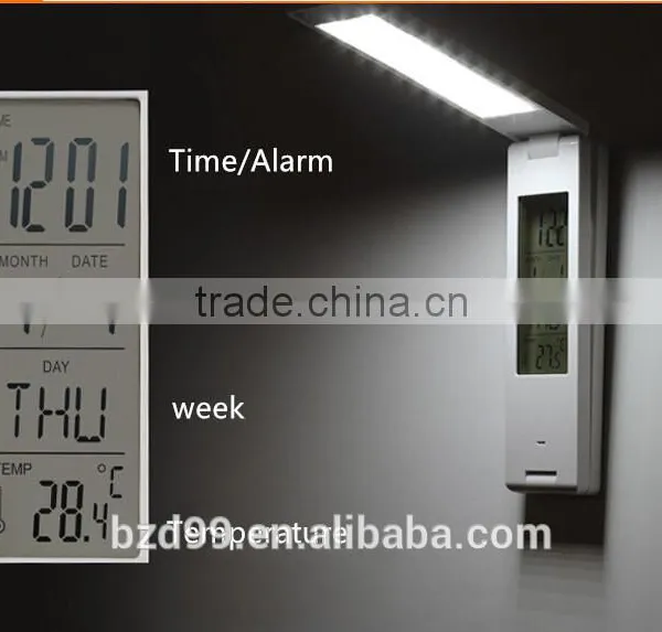 USB Port Recgargeable Flexible Folding LED Desk Lamp With Calendar Timer Temprature and Alarm Clock Functions photo-3