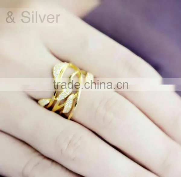 Silver Jewelry 14k Gold Plated Stone Ring Designs for Women