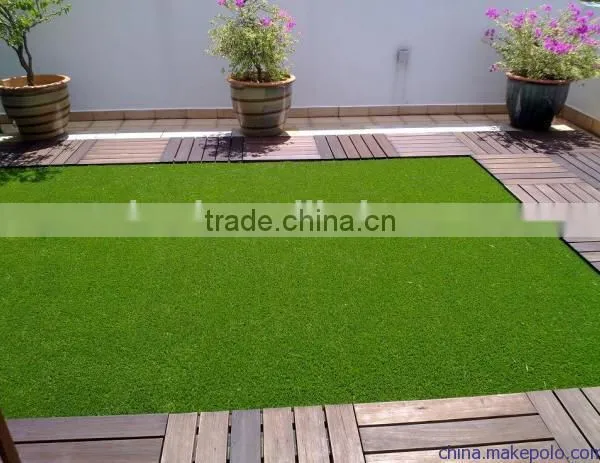 Natural Looking Fake Lawn Mat for Landscaping, Straight+curled Monofilament 4 Tones in Green Color, High Density photo-3