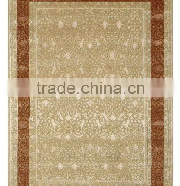 106 Beige/Rust Wool & Silk Carpets