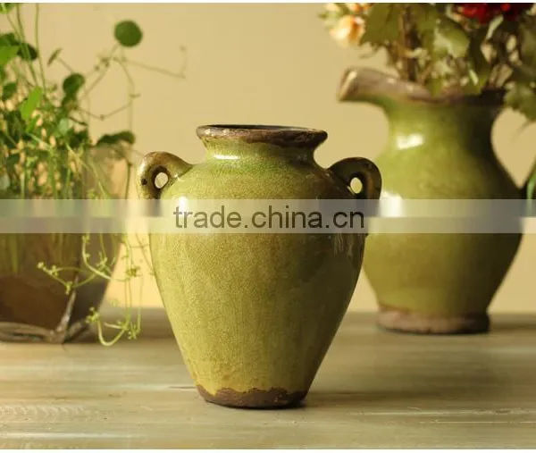 Antique Retro Green Table Ceramic Vase for Sale photo-5