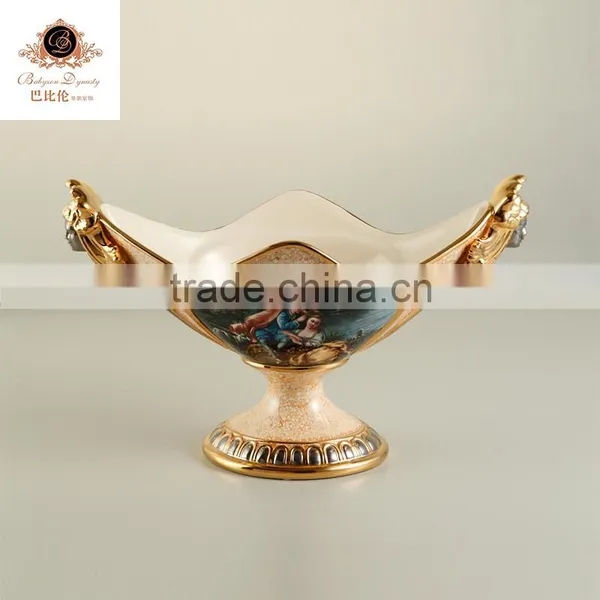 European Decorative Decal Beige Hand Painting Home Decoration Big Marble Green Ceramic Flower Vase,porcelain Vase photo-3