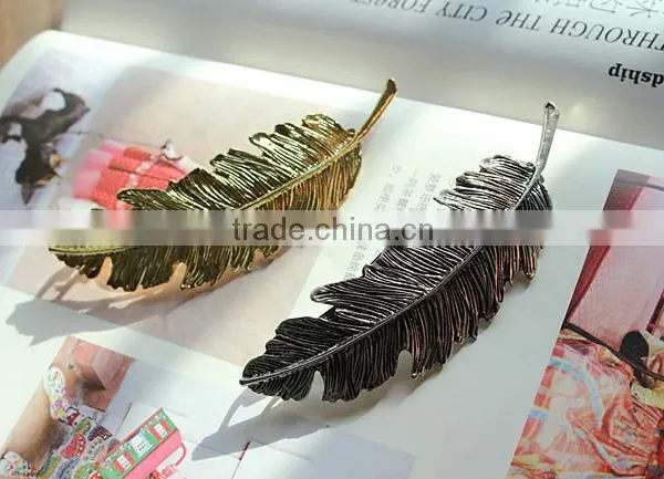 Fashion Golden Leaves Metal Clip For Women,Greece's Women Feather Spring Clip Metal Hair Accessories photo-5