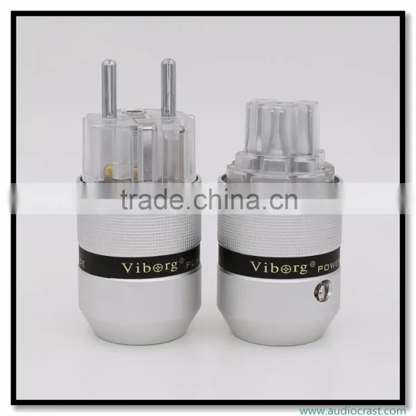 OEM/ODM Viborg Audio Aluminum Rhodium Plated Schuko Power Plug Male Connector+IEC Female Plug photo-2