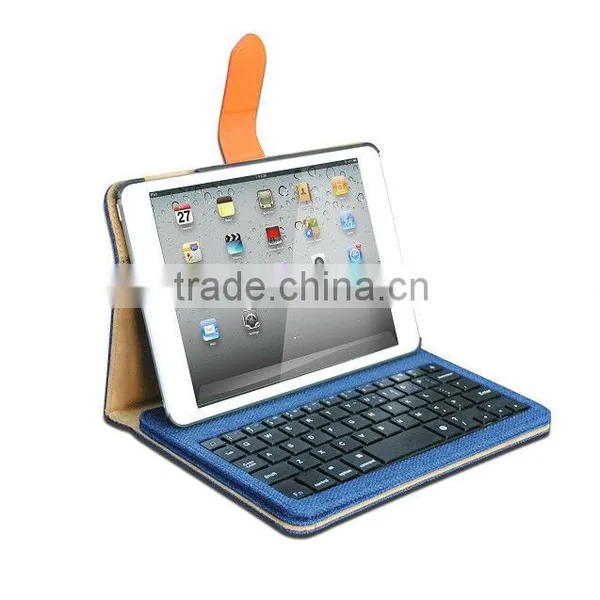 2013 New Design Vintage Detachable Bluetooth Keyboard Leather Case For IPad Mini